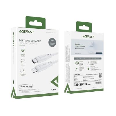 5. Kabel Acefast C3-01 Lightning - USB-C PD 30W 3A 480Mb/s 1,2m - biały