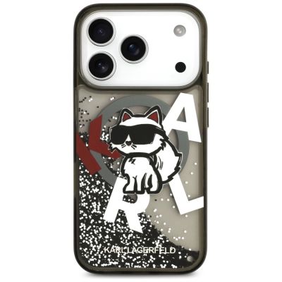 3. Etui Karl Lagerfeld Liquid Glitter Choupette Logo MagSafe na iPhone 17 Pro - czarne