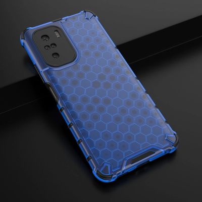 4. Honeycomb etui pancerny pokrowiec z żelową ramką Xiaomi Redmi K40 Pro+ / K40 Pro / K40 / Poco F3 niebieski