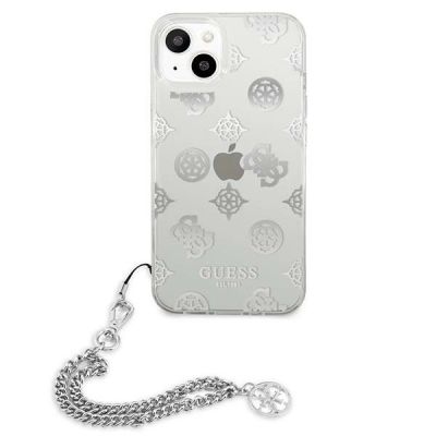 3. Etui Guess Peony Chain Collection na iPhone 13 mini - srebrne