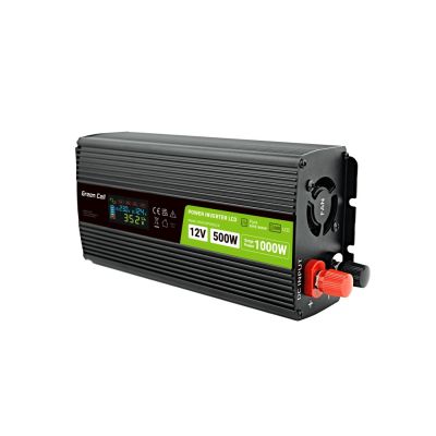 21. GREEN CELL PRZETWORNICA LCD 12V/230V 500W/1000W CZYSTY SINUS INVGC12P500LCD