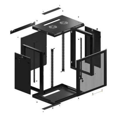 14. SZAFA INSTALACYJNA RACK WISZĄCA 19" 12U 600X450 CZARNA DRZWI PERFOROWANE LANBERG (FLAT PACK)
