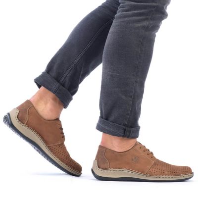 32. Półbuty skórzane ażurowe Rieker M RKR528 brązowe 