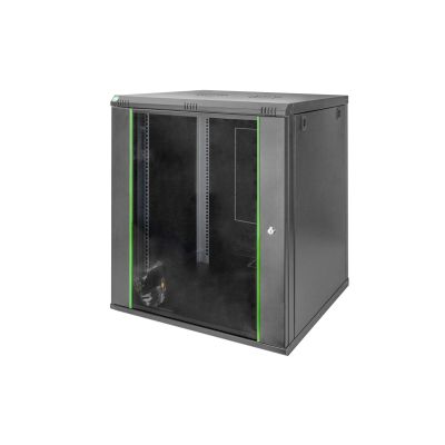 10. Szafa sieciowa wisząca DYNAmic 19" 16U rack 600x600, drzwi szyba, czarny, niedzielona, złożona, 60kg