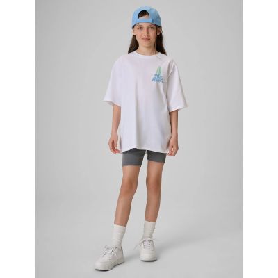 4. T-shirt loose z nadrukiem dziewczęcy 4F 4FJRSS26TTSHF3980-11S
