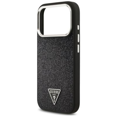 6. Etui Guess Glitter Triangle Logo MagSafe na iPhone 17 Pro - czarne
