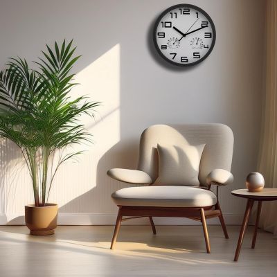 4. ZEGAR ŚCIENNY 25CM Z TERMOMETREM BIAŁY