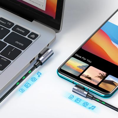9. Ugreen kabel kątowy 90° USB C - USB 2.0 480Mb/s 3A 3m czarny (US176)