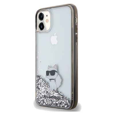 2. Etui Karl Lagerfeld Liquid Glitter Choupette na iPhone 11 / Xr - przezroczyste