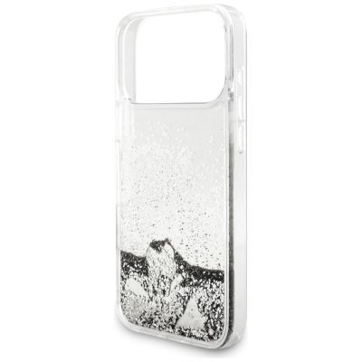 6. Etui Guess Liq. Glitter Charms na iPhone 17 Pro - srebrne