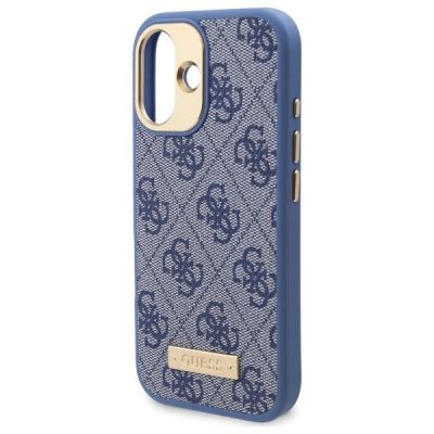 6. Etui Guess 4G Logo Plate MagSafe na iPhone 16 - niebieskie