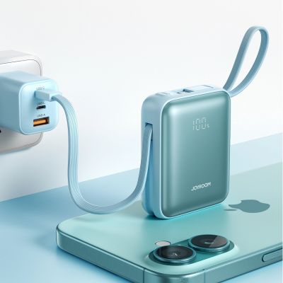 5. Powerbank Joyroom JR-PBF2722,5W10000mAh z dwoma wbudowanymi kablami- niebieski
