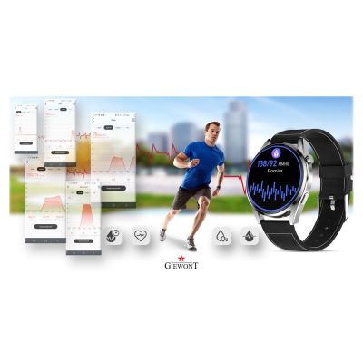 8. Smartwatch GIEWONT Vertex SmartCall GW450-5 Silver/Carbon Leather