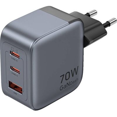 Ładowarka Vention 70W GaN PD 1x USB-A 2x USB-C czarna