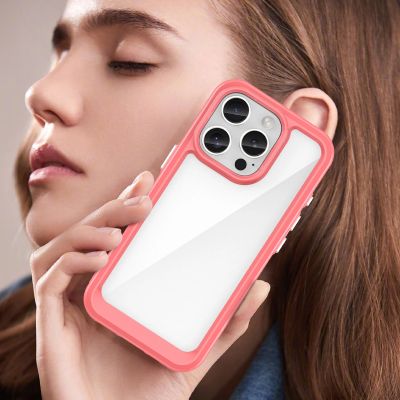 7. Etui Outer Space Case z żelową ramką do iPhone 16 Pro - czerwone