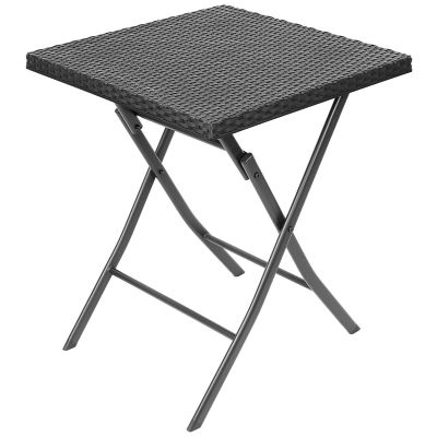 15. ZESTAW MEBLI BALKONOWYCH STÓŁ 58X58X70CM I 2 KRZESŁA CZARNY