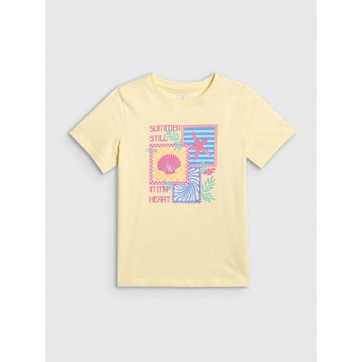 6. T-shirt regular z nadrukiem dziewczęcy 4F 4FJRSS26TTSHF4418-73S
