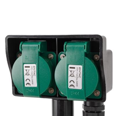 3. Entac ESE1.5G2-5-IP44S rozgałęziacz 5 m 2 x gniazdo sieciowe Zewnętrzna Czarny, Zielony