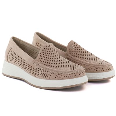 4. Półbuty damskie ażurowe na platformie nude Sergio Leone MK097H