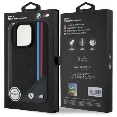 8. Etui BMW M Meshed Tricolor Stripes MagSafe na iPhone 16 Pro Max - czarne