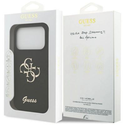 8. Etui Guess Silicone Big 4G Script na iPhone 17 Pro - czarne