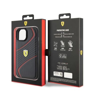 8. Etui Ferrari Twist Metal Logo do iPhone 15 - czarne