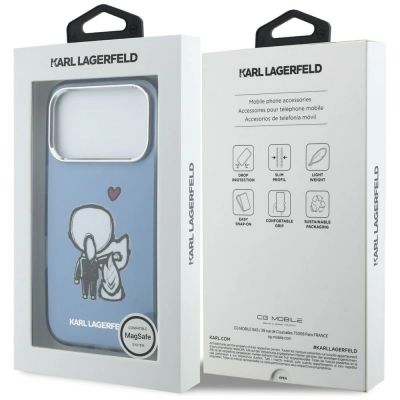 8. Etui Karl Lagerfeld Karl & Choupette Back MagSafe na iPhone 17 Pro - niebieskie