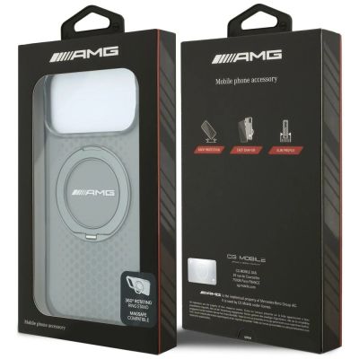 8. Etui Mercedes AMG IML Double Layer Urban Line with Ring Stand MagSafe na iPhone 18 Pro Max / 17 Pro Max - szare