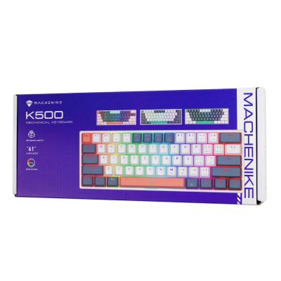 5. Klawiatura gamingowa Machenike K500-B61 przewodowa mechaniczna podświetlana Blue Switch - niebiesko-biała