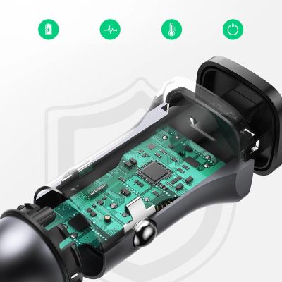 14. Ładowarka samochodowa Ugreen CD130 USB-A / USB-C 30W - szara