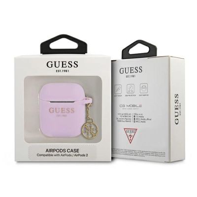 3. Etui Guess Silicone Charm 4G Collection na AirPods 1/2 - fioletowe