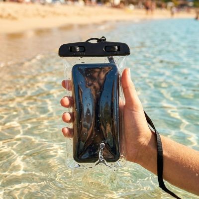 5. WODOODPORNE ETUI POKROWIEC NA TELEFON 11X21CM PVC CZARNE GRUNDIG