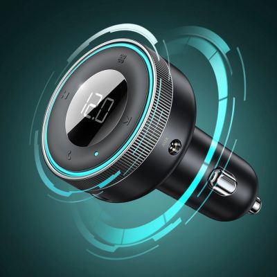 13. Baseus Enjoy transmiter FM ładowarka samochodowa LED 2x USB / 3,5mm jack bezprzewodowy odtwarzacz MP3 Bluetooth 5.0 3.4A czarny (CCLH-01)