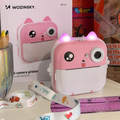 15. Aparat z drukarką termiczną Wozinsky WDT-01 kamera, dla dzieci - różowy