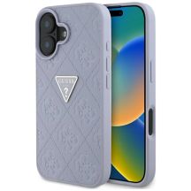 Etui Guess Hot Stamp 4G Pattern Triangle Metal Logo na iPhone 16 - fioletowe
