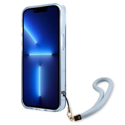 5. Etui Guess Translucent Strap na iPhone 13 - niebieskie