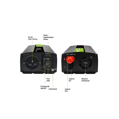 18. GREEN CELL PRZETWORNICA LCD 12V/230V 500W/1000W CZYSTY SINUS INVGC12P500LCD