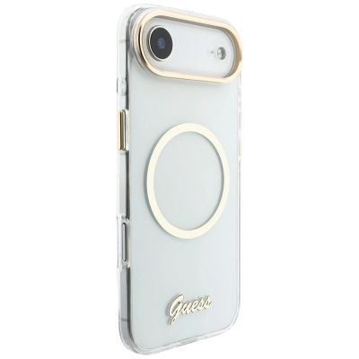 5. Etui Guess IML Script Metal MagSafe na iPhone Air - przezroczyste