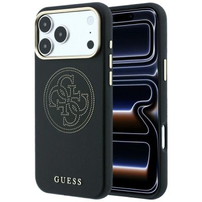 Etui Guess Perforated 4G Gold Logo Magsafe na iPhone 17 Pro Max / 18 Pro Max - czarne