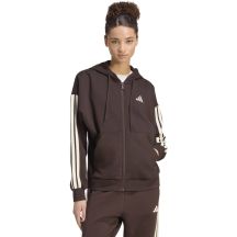 Bluza damska adidas Essentials 3-Stripes Full-Zip Fleece Hoodie brązowa KX0784