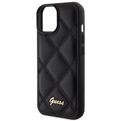 6. Etui Guess Quilted Metal Logo na iPhone 15 - czarne