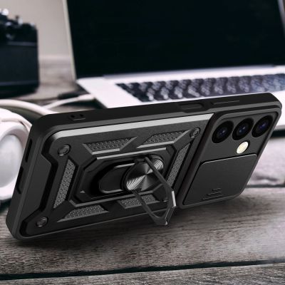 9. Etui Hybrid Armor Camshield do Samsung Galaxy S24+ pancerne z osłoną na aparat - czarne