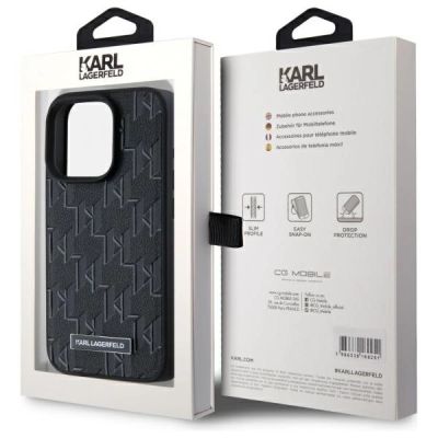 8. Etui Karl Lagerfeld Leather Monogram Metal Logo MagSafe na iPhone 15 Pro - czarne