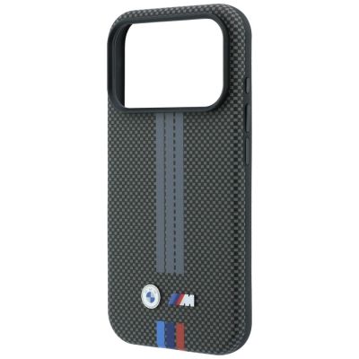6. Etui BMW M Quadrille Kevlar Tricolor Print Lines MagSafe na iPhone 18 Pro / 17 Pro - ciemnoszare