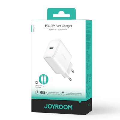 9. Ładowarka Joyroom JR-TCF24 sieciowa USB-C PD 30W QC SFC - biała + kabel USB-C 1m