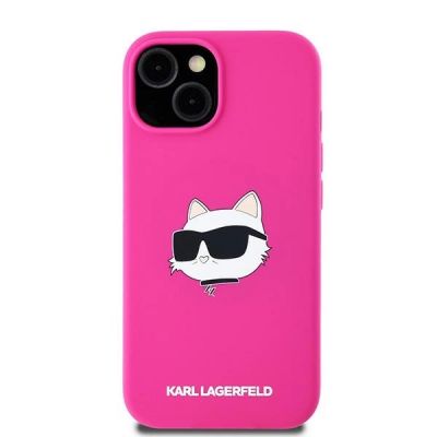 3. Etui Karl Lagerfeld Silicone Choupette Head MagSafe na iPhone 15 Plus / 14 Plus - różowe
