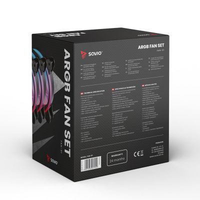 2. SAVIO ZESTAW 4 WENTYLATORÓW ARGB 120 MM WRAZ Z KONTROLEREM ORAZ PILOTEM FAN-01
