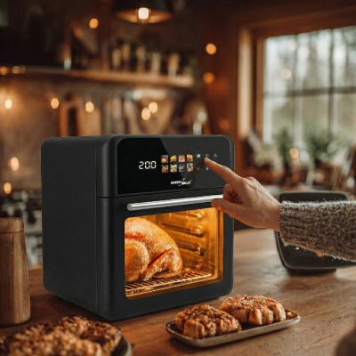 21. GREENBLUE FRYTKOWNICA BEZTŁUSZCZOWA AIR FRYER, MOCNA 1800W, POJEMNOŚĆ 10L, 8 PROGRAMÓW, AKCESORIA, TIMER GB950