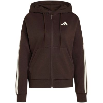 2. Bluza damska adidas Essentials 3-Stripes Full-Zip Fleece Hoodie brązowa KX0784