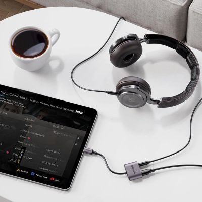 7. Ugreen adapter audio przejściówka USB Typ C (męski) - USB Typ C PD QC (żeński) + mini jack 3,5mm (żeński) szary (CM231)
